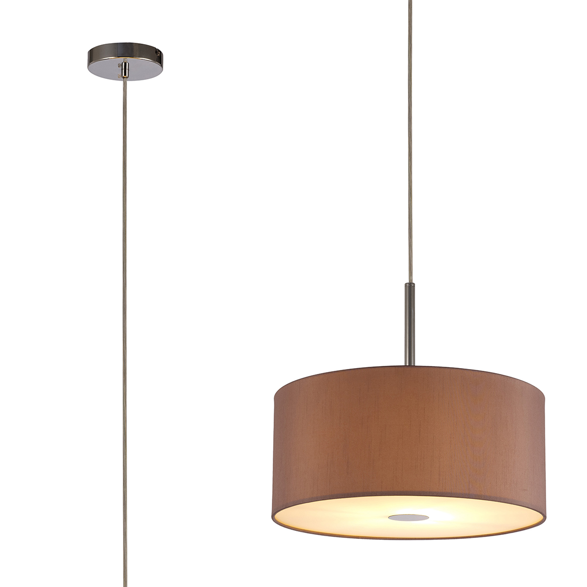 DK0137  Baymont 40cm Pendant 1 Light Polished Chrome; Taupe/Halo Gold; Frosted Diffuser